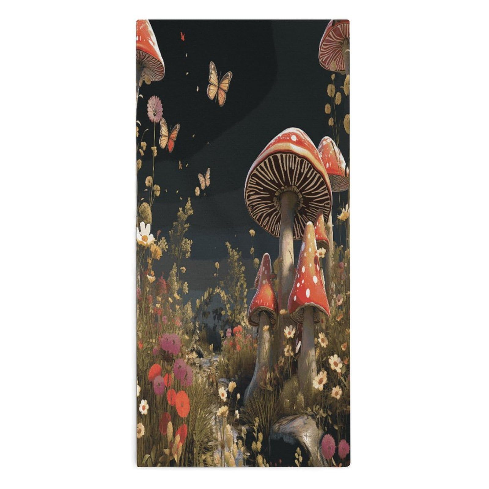 Fodpand Style Fairy Tale Mushrooms Microfiber Towels, Decorative Bath Towel Soft & Lightweight, Hand Towels Multipurpose Use For Bathroom, Pool, Gym, Spa, And Hotel Use