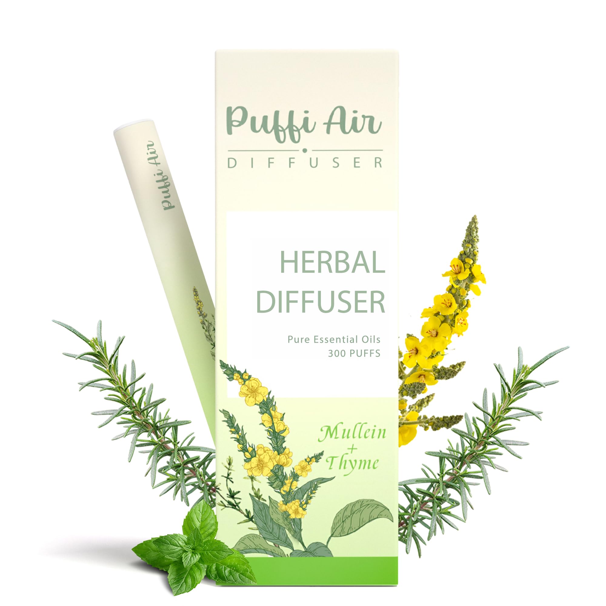 PuffiAir Aromatherapy Inhaler Nicotine Free, Lung Detox Aroma Mullein Leaf and Thyme Based Health Support for Lung Cleanse-Lung Health Formula for Respiratory, Immune & Mucus Support