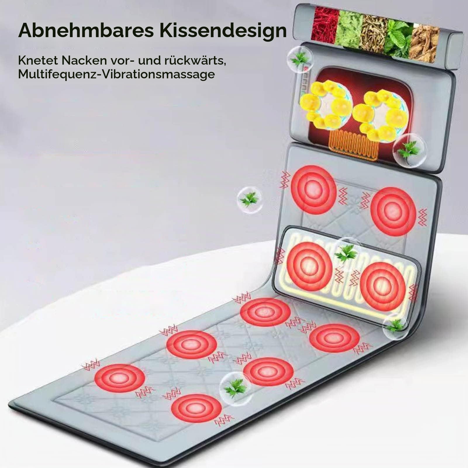 Ganzkörper-Massagematte,Massagematte mit Wärmekissen Zur Linderung von Rückenschmerzen,Körpermassage-Pad Vibrationsbeheiztes Shiatsu-Massage-Pad für Rücken, Nacken und