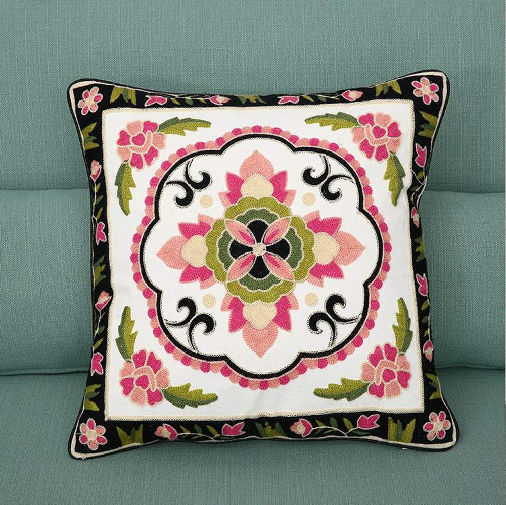 ZUODU Colourful Cushion Cover Bohemia Exotic Style Pillow Sham Exquisite Stereoscopic Embroidered Cotton Throw Pillow Cover Indian Decor Sofa Cushion Cover 18"x18" (Colour I)