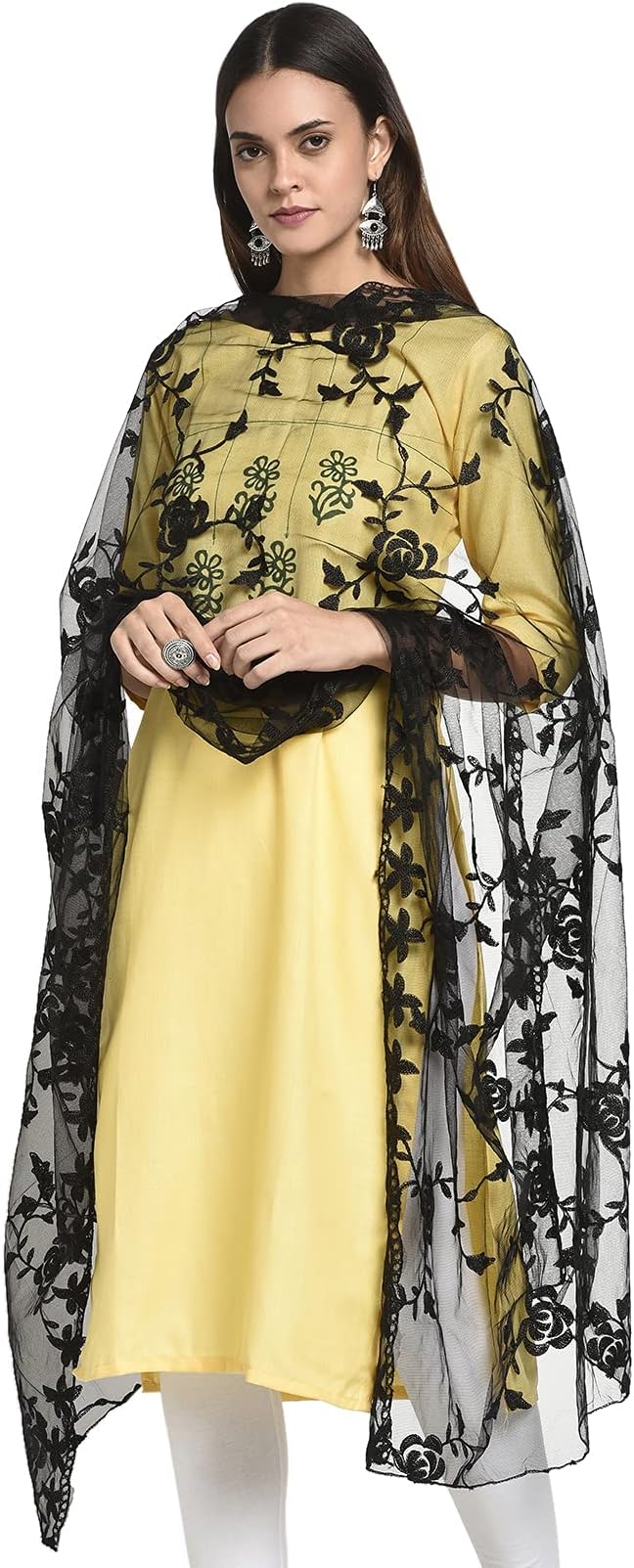 Women's Nylon Net Embroidered Dupatta