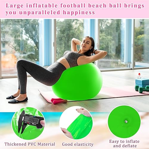 Miniatura 9 de Jenaai 2 bolas de rebote grandes de 30 pulgadas, bola de goma gigante inflable gigante para hacer ejercicio al aire libre, pelota de salto para