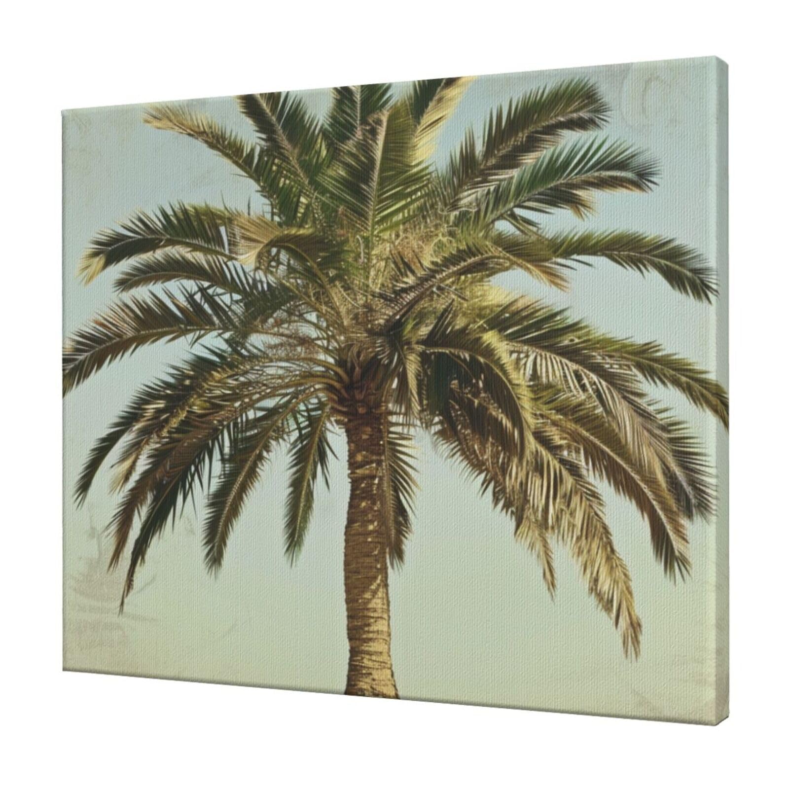 YKLJG Palm Tree Tropical Printed Wall Art Canvas Prints 60x50 CM Wooden Framed Picture Painting Artwork for Bedroom Kitchen Home Office Decor