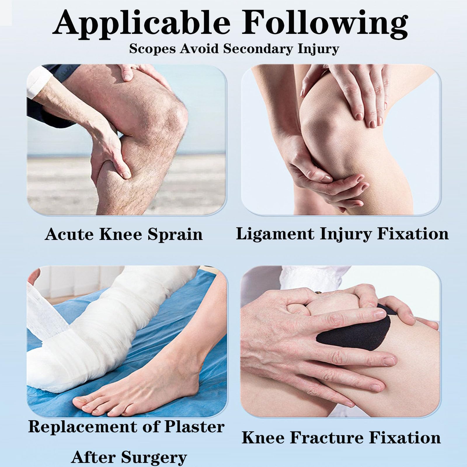 SFKLYU Immobilizzatore Post Operatorio Regolabile per Ginocchio, Fascia Traspirante per Ginocchio, Tutore per Ginocchio con Snodo e Stabilizzatori Laterali per Il Dolore al Ginocchio,L