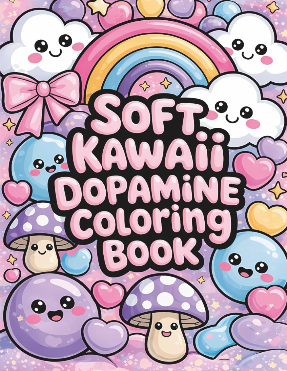 Soft Kawaii Dopamine Coloring Book: 50 Cute and Cozy Pastel Pages for Relaxation, Creativity, and Feel‑Good Coloring Fun