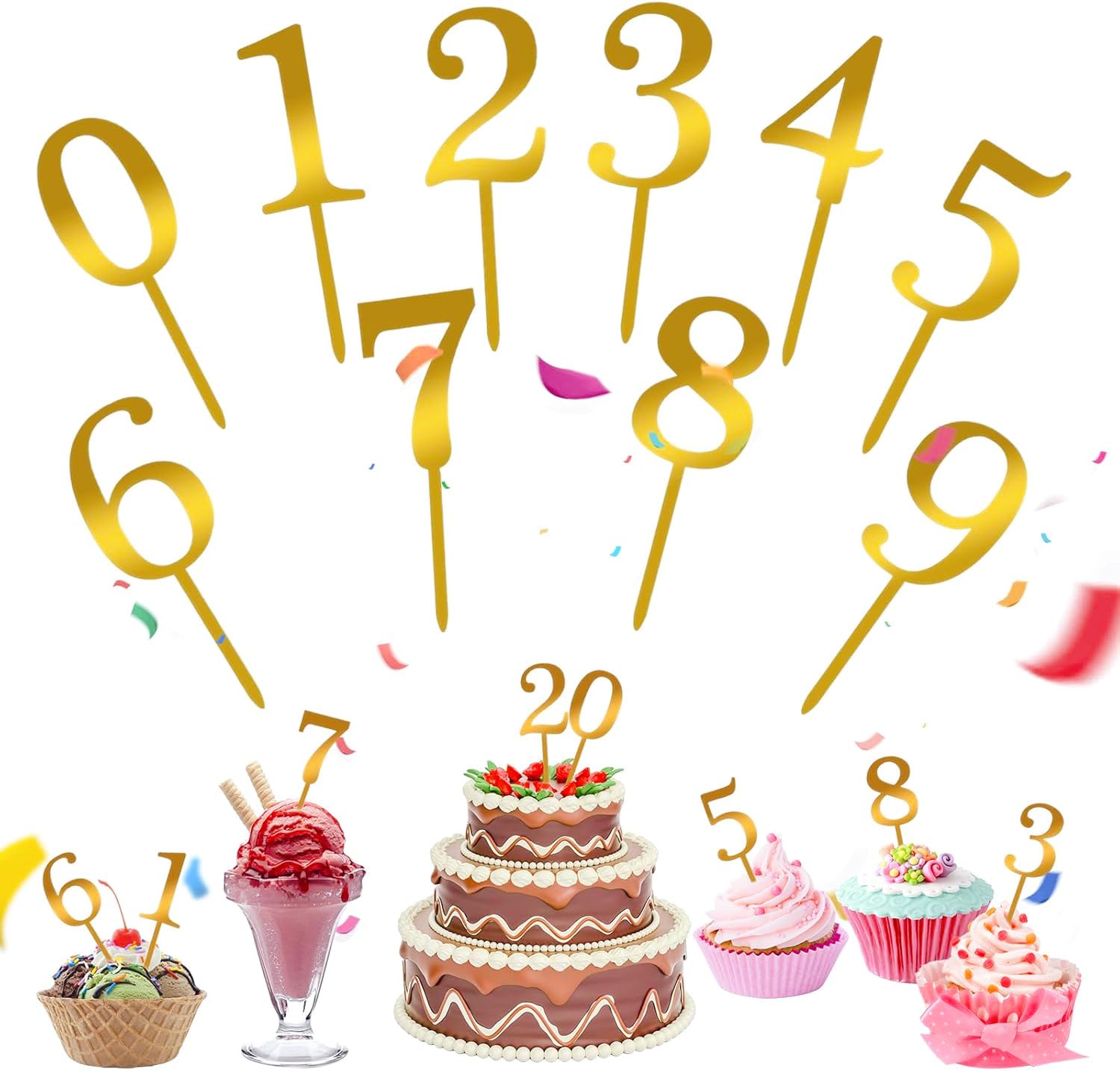 Mezrkuwr 10 Adornos Para Tartas Con Números Del 0 Al 9, Decoración Para Tartas, Material Acrílico, Adecuado Para Fiestas De Cumpleaños De Todas Las Edades (negro