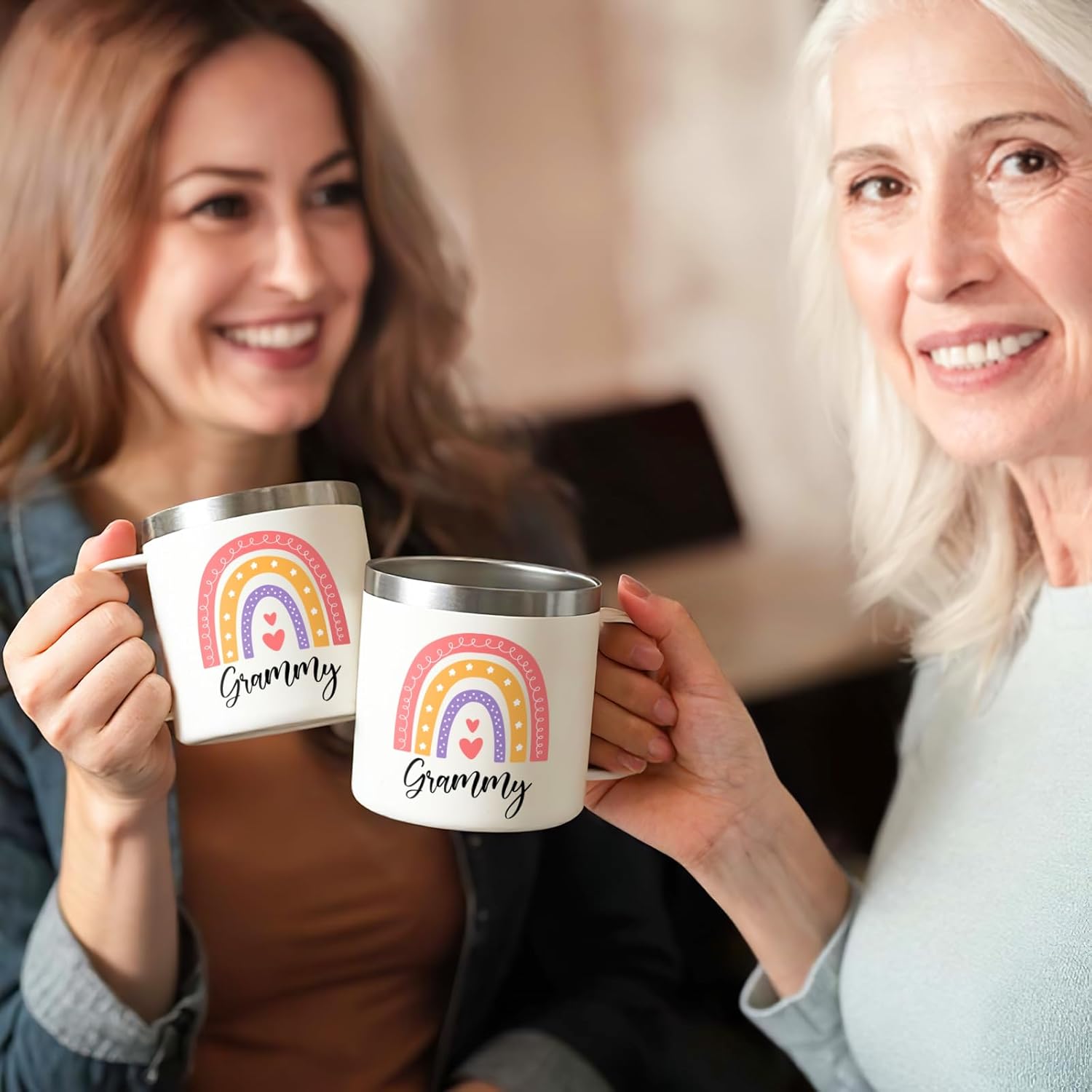 Lifecapido Grammy Gifts, 14oz Stainless Steel Insulated Coffee Mug with Spoon and Card, Grammy Gift Idea, Birthday Christmas Gifts for Women, Creamy - Image 5