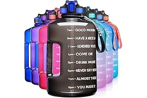 1 Gallon Water Bottle with Straw & Time Marker, Leak Proof Daily...