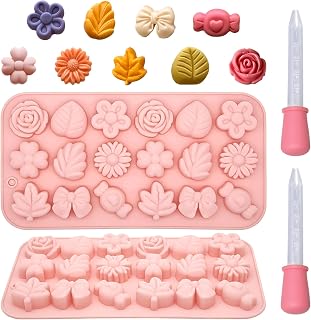 Oster-Sweet-Table essbare – Blumen Silikonformen Backen Set mit 2 Pipetten Schokoladenform Pralinenform für 