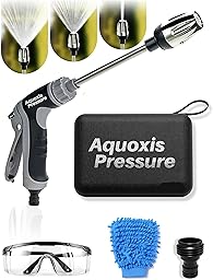 Washer Gun, High Pressure Garden Hose Nozzle with 360° Rotating Nozzle, 3 Spray Modes, Handheld Jet Nozzle Power Washer for Garden Hose - Fit with U.S. 3/4In Threaded Hoses(Grey-A)
