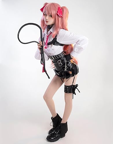 Miniatura 3 de Cosplay.fm Disfraz de cosplay para mujer, traje de victoria, camisa blanca y pantalones cortos con cinturones y corbata