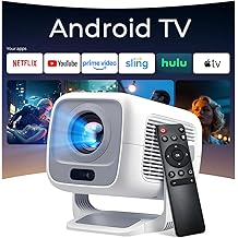 Smart Projector with WiFi 6 and Bluetooth 5.4, 600 ANSI Native 1080P Portable Mini Projector with Auto Focus &amp; Keystone, 270&deg; Rotatable for Bedroom Home Theater Outdoor Movie White&amp;Gray