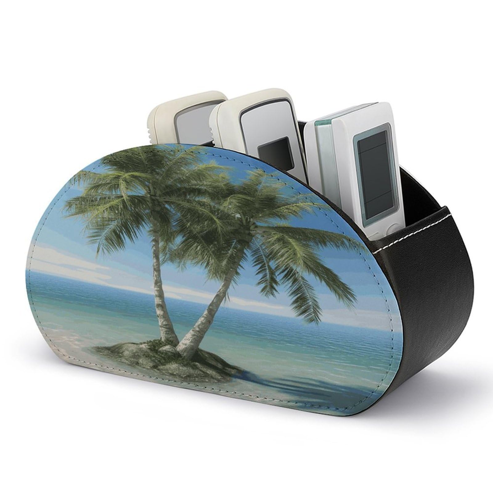 Btcowzrv Style Sea Palm Trees Remote Control Holder With 5 Compartments