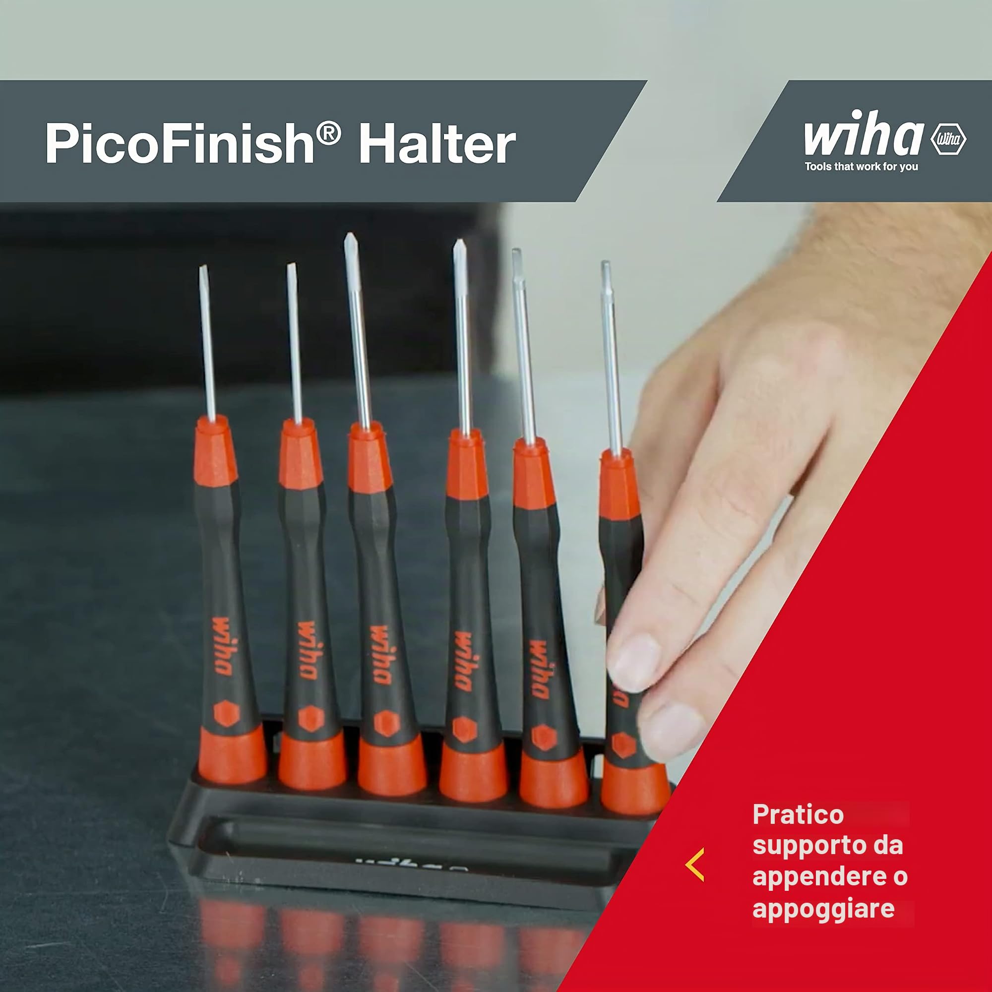 Wiha Juego de destornilladores de precisión PicoFinish® Hexagonal, de 7 unid., incl. soporte (42992)
