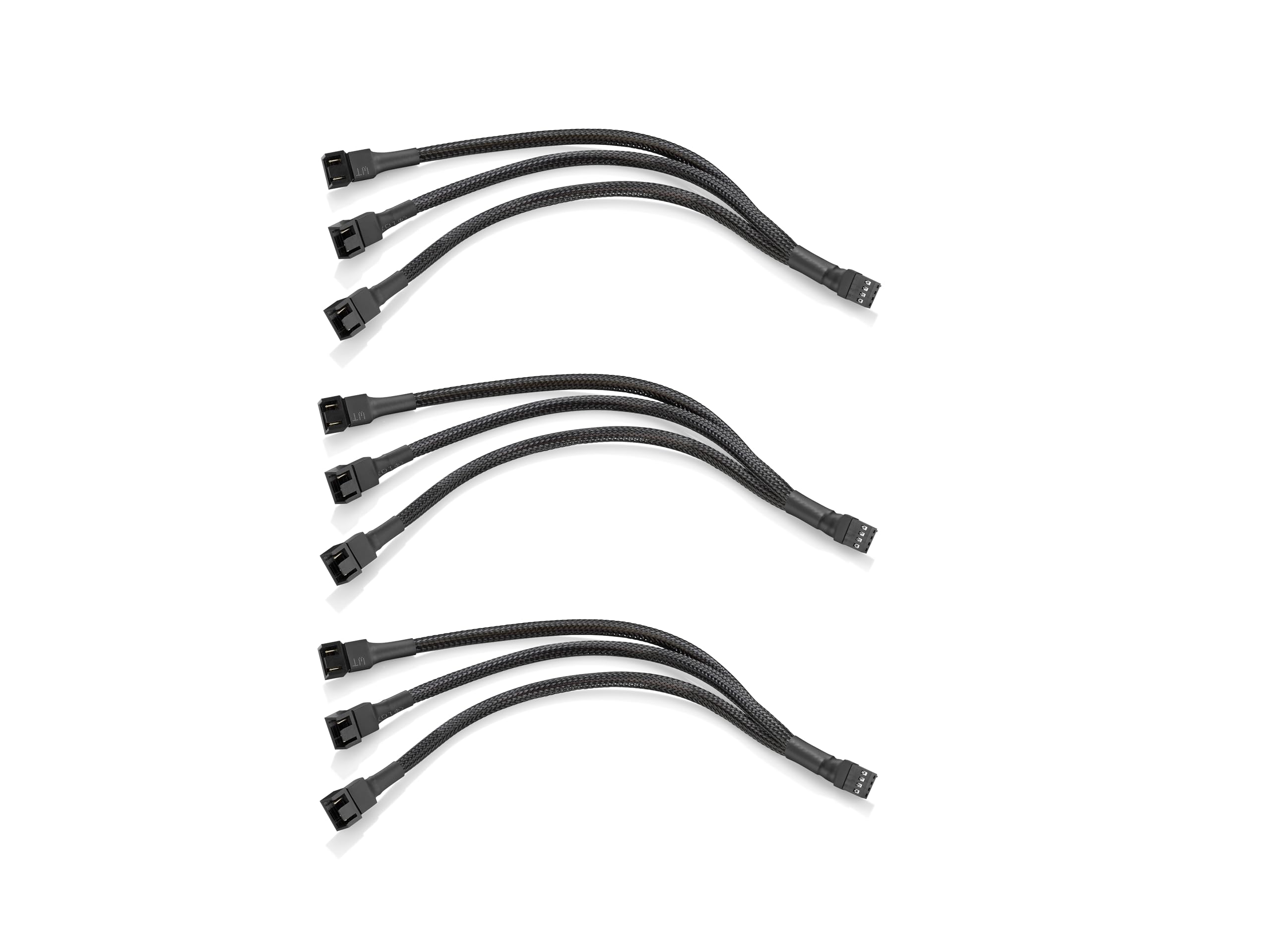 PWM Lüfter Splitter Kabel 10 Zoll Schwarz 3 Wege 4 Pin PC Lüfter Verlängerungskabel CA PWM Lüfterverlängerungskabel für Computer ATX Gehäuse 4-Pin/3-Pin Cooling Fan Cable