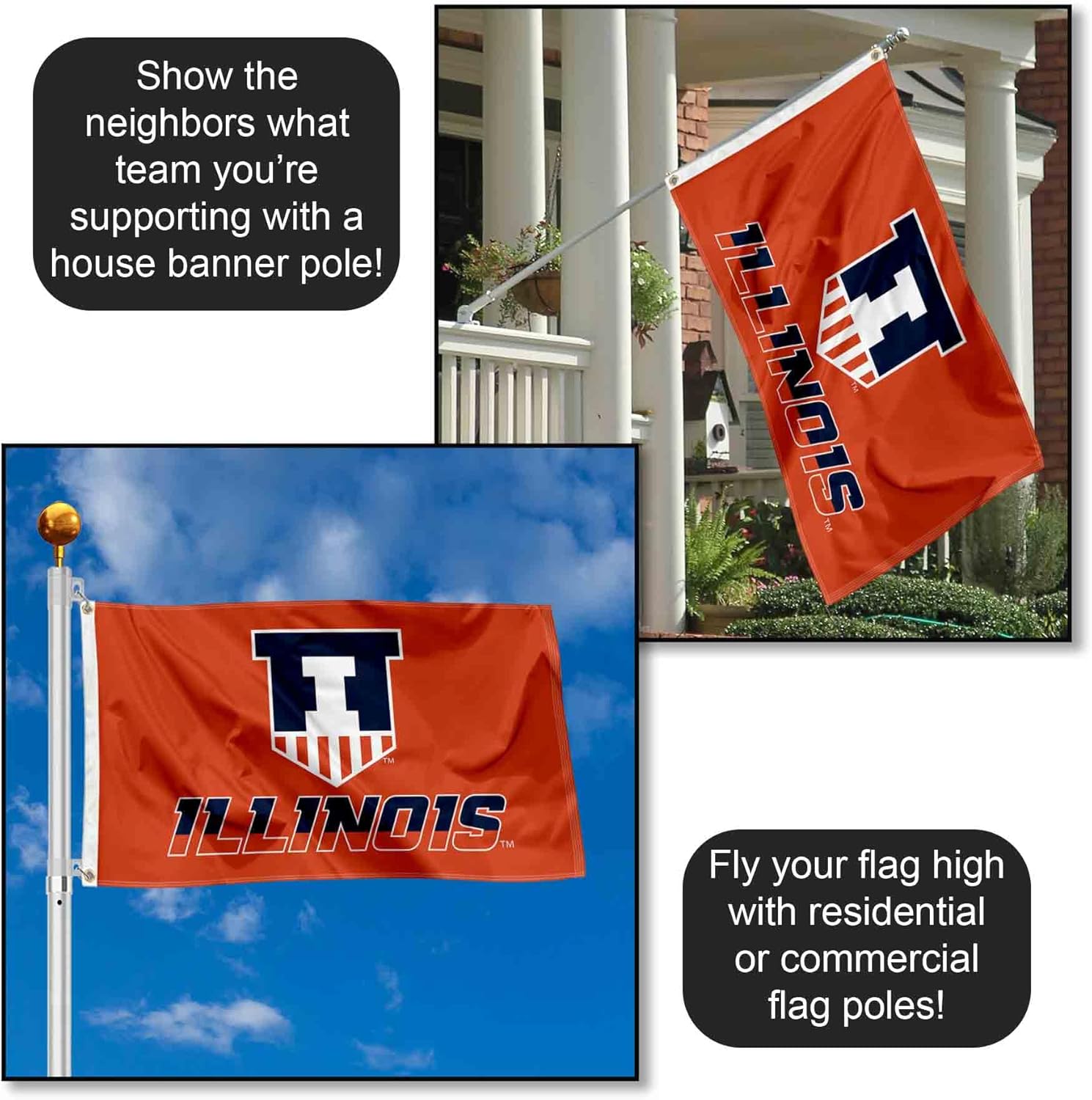 Illinois Fighting Illini Large Victory Badge 3x5 College Flag