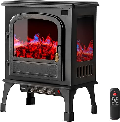 DUMOS Calentador de chimenea eléctrico independiente de 26 pulgadas, estufa eléctrica con efecto de llama 3D y control remoto, elegante estufa para