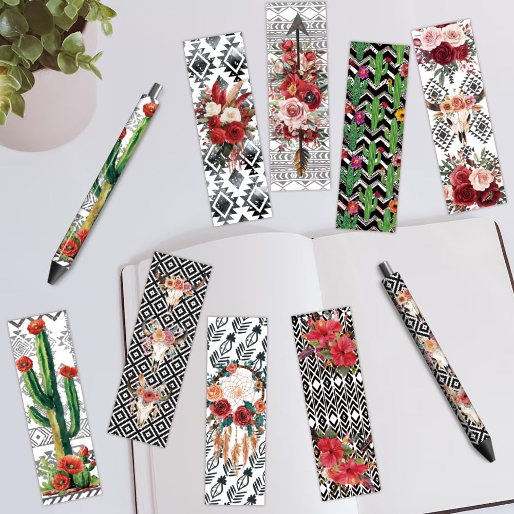 Peacoblue UV DTF Pen & Bookmark Transfer Stickers, 48pcs West Cowboy Waterproof Decals for Pens Acrylic Bookmarks - Image 6