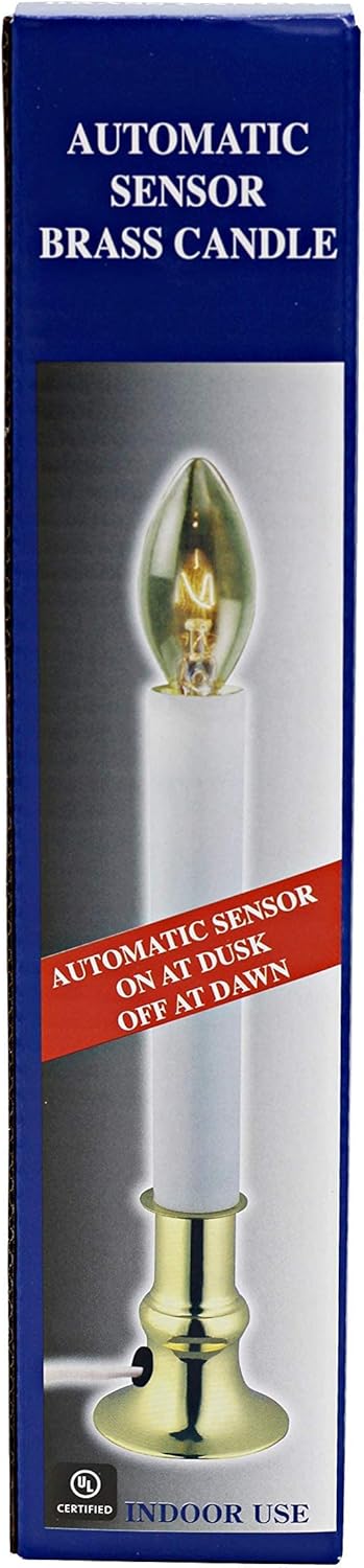 Creative Hobbies Electric Window Candle Lamp with Brass Plated Base, Dusk to Dawn Sensor Turns Candle on in Dark and Off in Light, Ready to Use! | 6 Pack