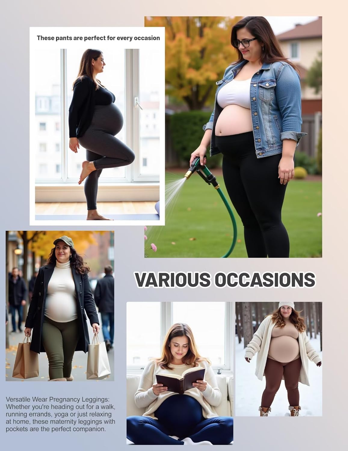 Happy.angel Plus Size Maternity Leggings with Pockets,Pregnancy Yoga Pants Over-The-Belly,Maternity Tights for Workout Casual - Image 6