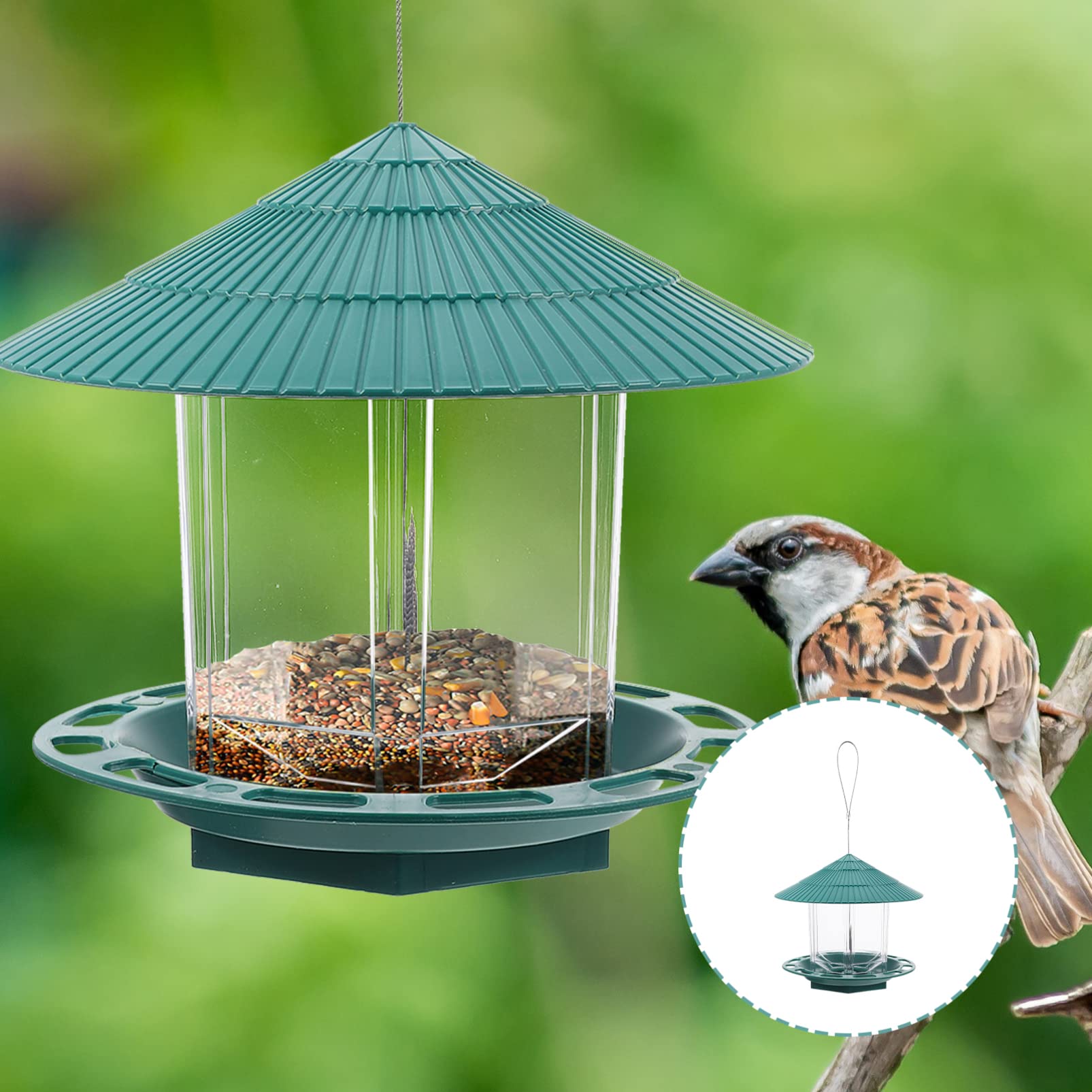 Mangiatoia Automatica Per Uccelli Da Appendere Contenitore Per Cibo Per Uccelli in Plastica Mangiatoia Decorativa