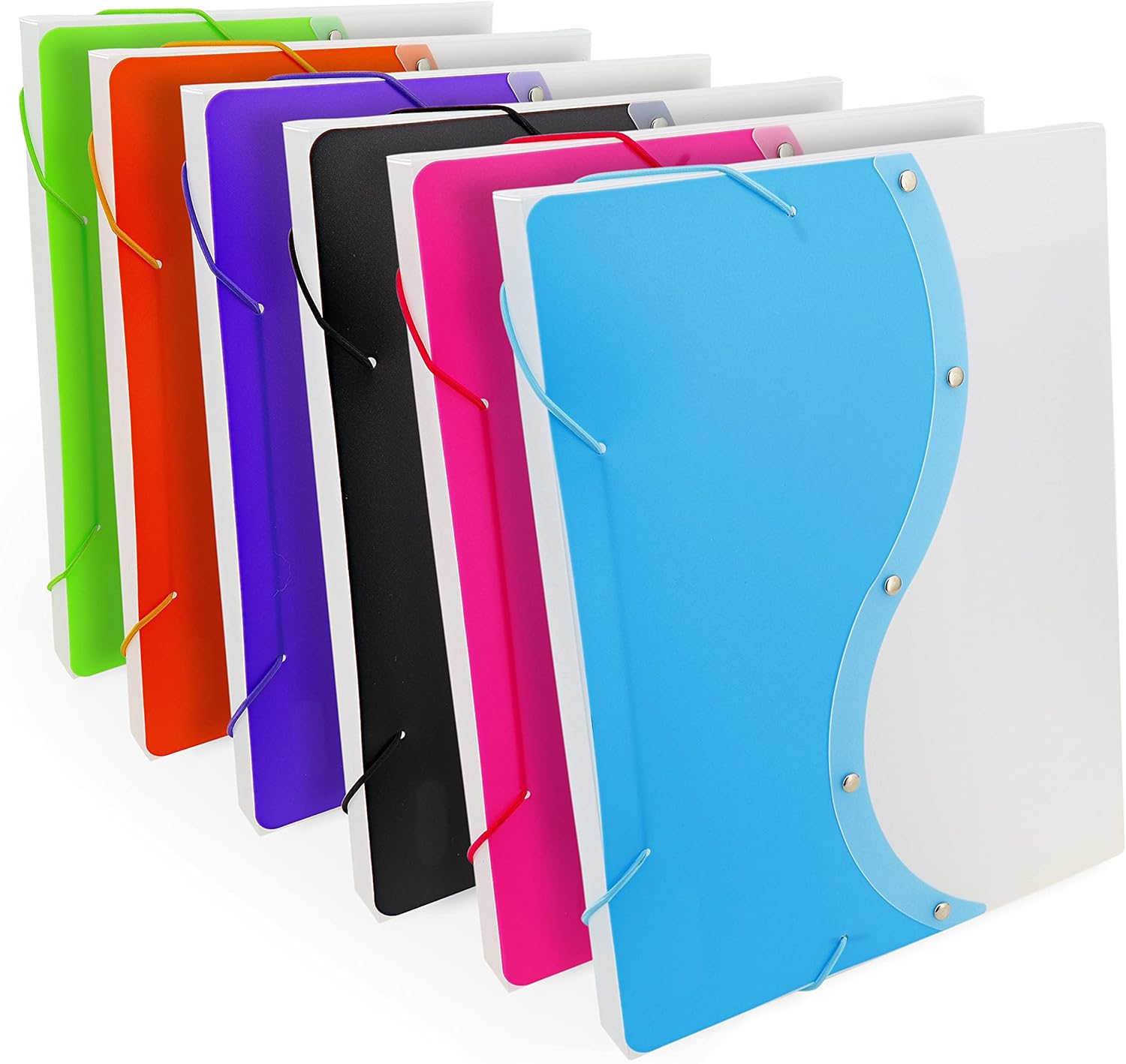Emraw Two Tone Letter Size Document Case, Elastic Band Closure, Letter Size, Plastic Envelope Waterproof Assorted Colors, for Office Work Home School (Pack of 3)