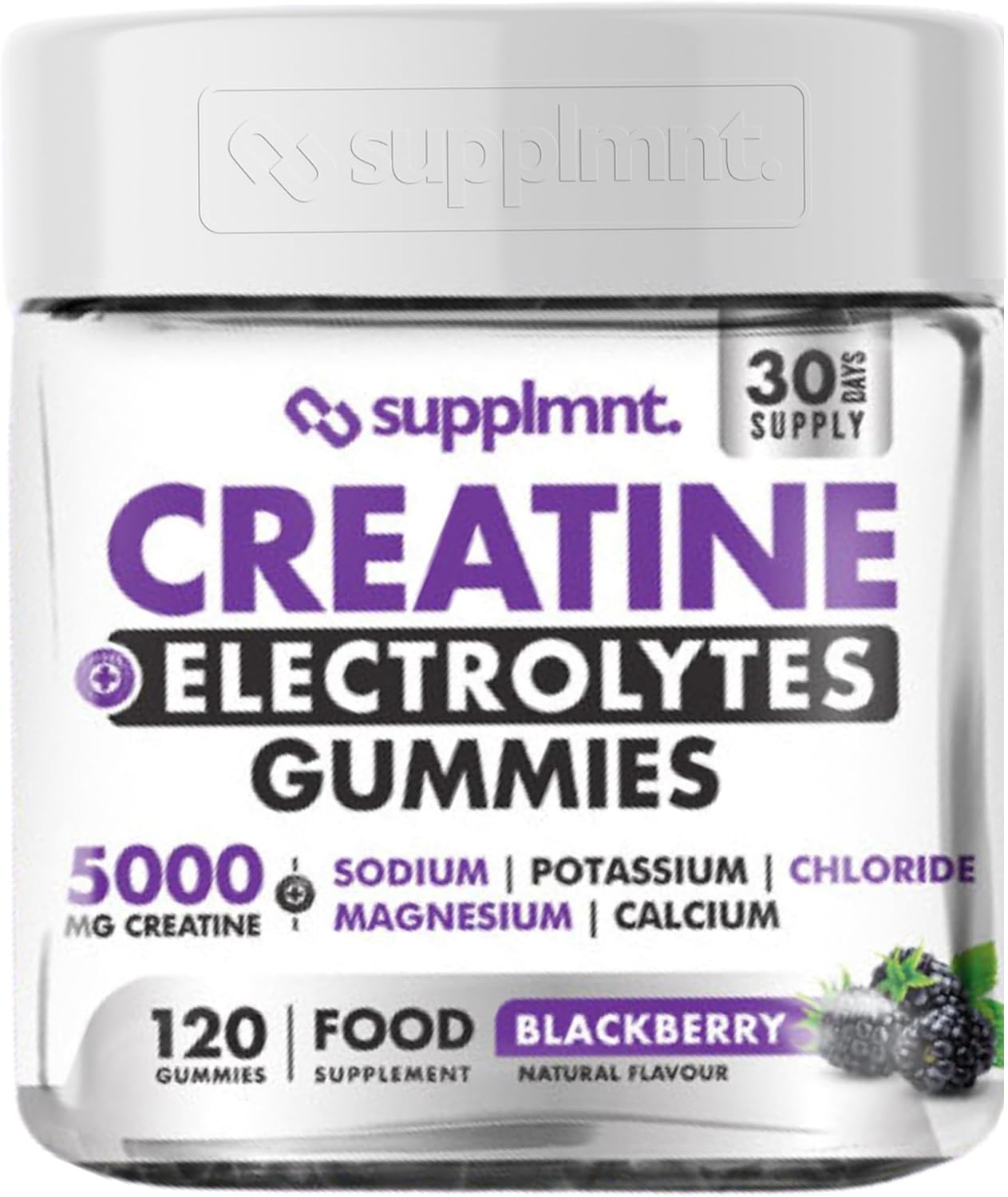 Creatine Gummies with Electrolytes, 5000mg Creatine Monohydrate, BlackBerry Flavour, 120 Gummies – Vegan, Gluten-Free, Non-GMO – Food Supplement – 30-Day Supply