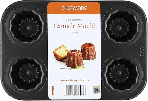 CHEFMADE Canele - Molde para tartas, antiadherente de 6 cavidades