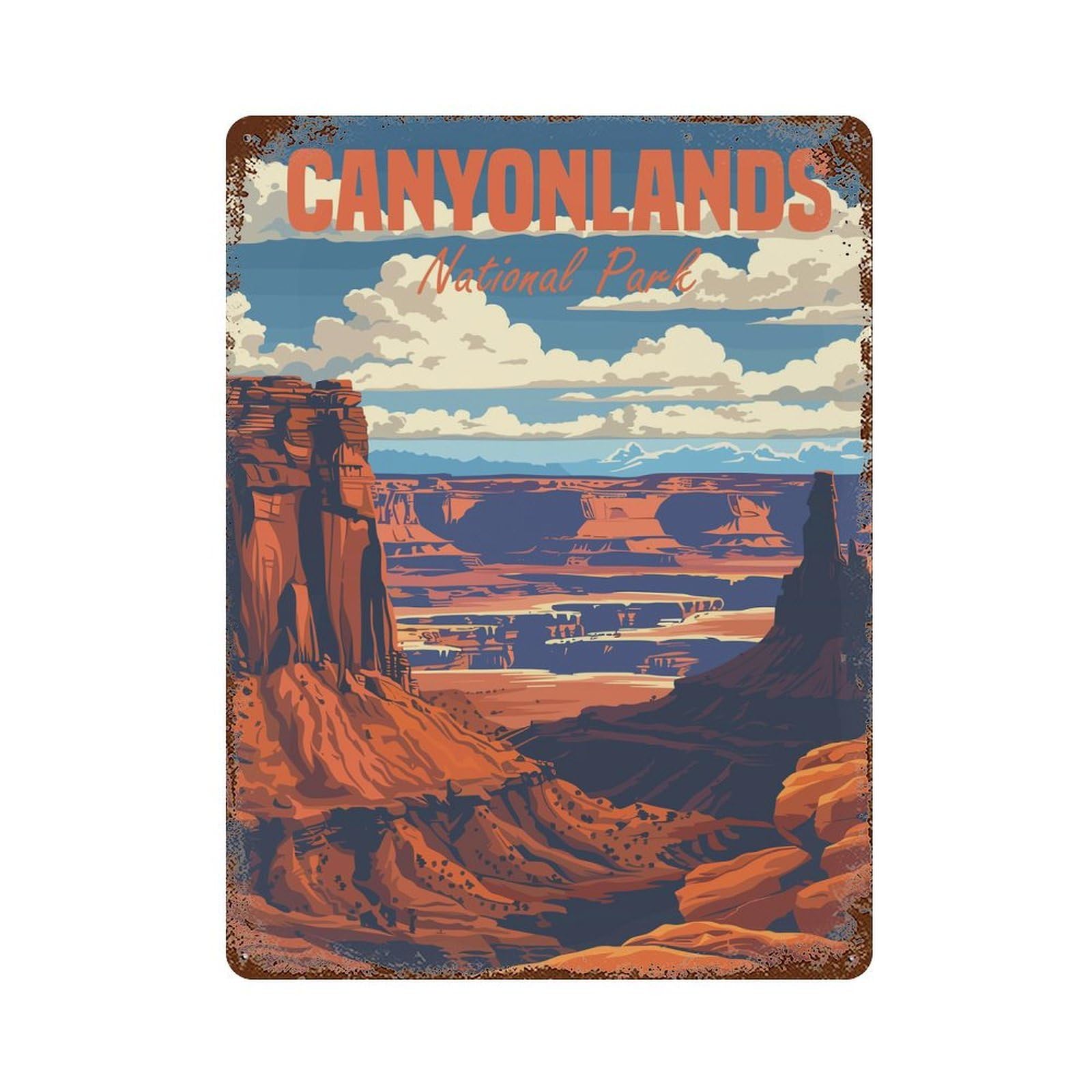 Canyonlands National Park Distressed Metal Wall Sign 15.7"x11.8", Ideal for Garage, Bar And Workshop Decor