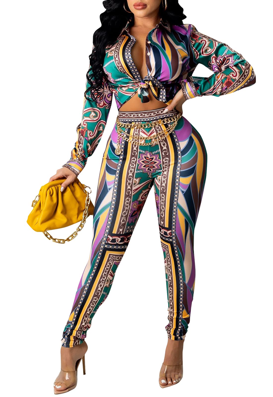 YouSexy2 Piece Legging Pant Sets for Women Floral Print Long Sleeve Tracksuits Outfits