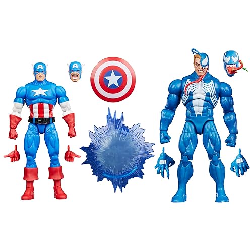Marvel Legends Series Gamerverse Captain America vs Venom, Retro Video Game-Inspired Collectible 6-Inch Action Figures