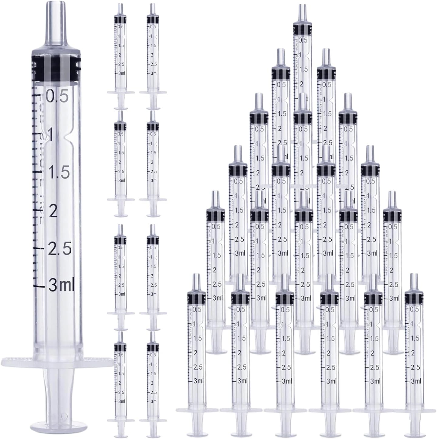 30Pack Syringes without Needle No Rubber Ring, HPLC Sampler Resistant to Organic Acids Bases Disposable Syringe(3ml)
