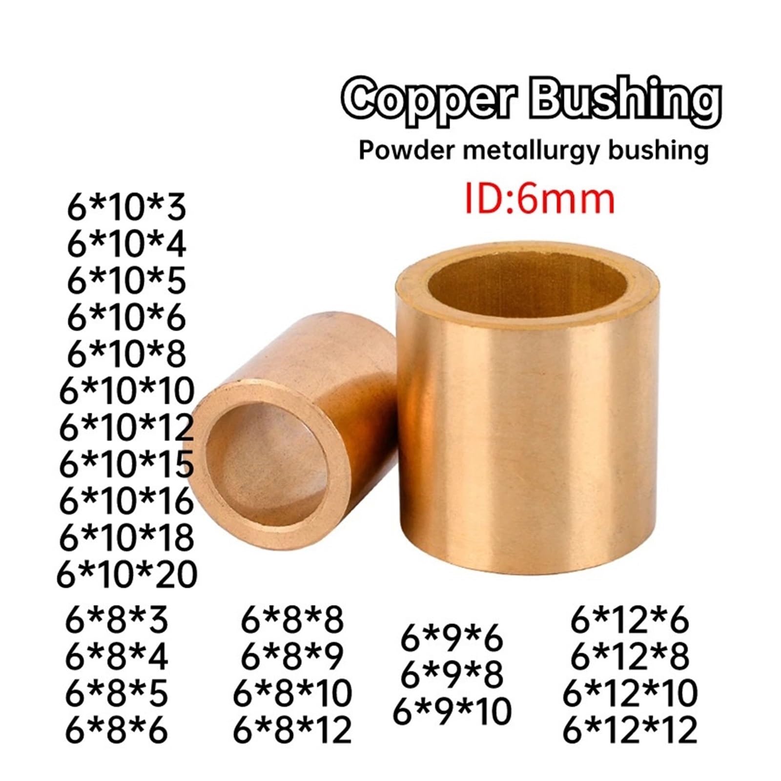 Messingwellenhülse 5/10 STÜCKE Innendurchmesser 6mm Messingbuchse Metallurgie Öllager Kupferbuchse Verschleißfeste Führungsbuchse(6X8X10 10PCS)