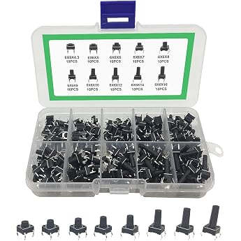 Momentary Tactile Push Switch Tact Button Switch Push Button Buttons Button Micro Tactile Switch Push Button Switch 4-Pin Miniature Micro Button Push Switch 10 Types Button Micro Tactile Switch