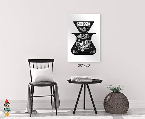 Miniatura 6 de HB Art Design Stressed Blessed and Coffee Obsessed Quote and Coffee Grinder Metal Print Wall Art Coffee Bar Decor Coffee Signs Kitchen Wall Decor