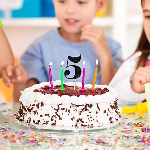 Miniatura 3 de 24 piezas de decoración para cupcakes número 5 cumpleaños número 5 con purpurina para 5 aniversario, celebración de quinto cumpleaños, fiesta de