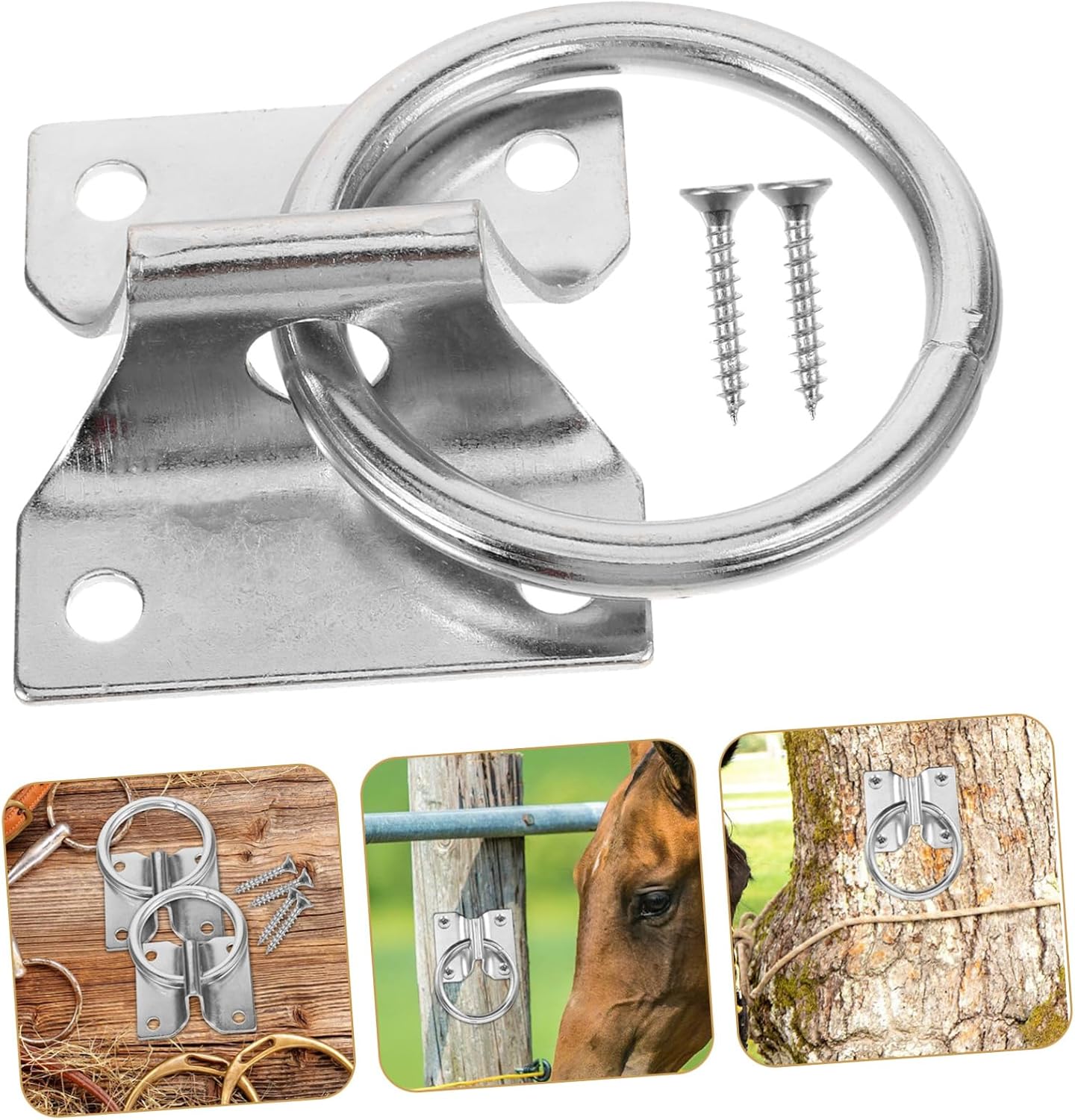 4pcs Stainless Horse Tie Ring Tie Rings Halter for Feeding Supplies Blocker