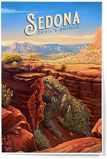 Lantern Press 12x18 Inch Art Print Wall Decor, Sedona, Arizona, Oil Painting, Devil's Bridge