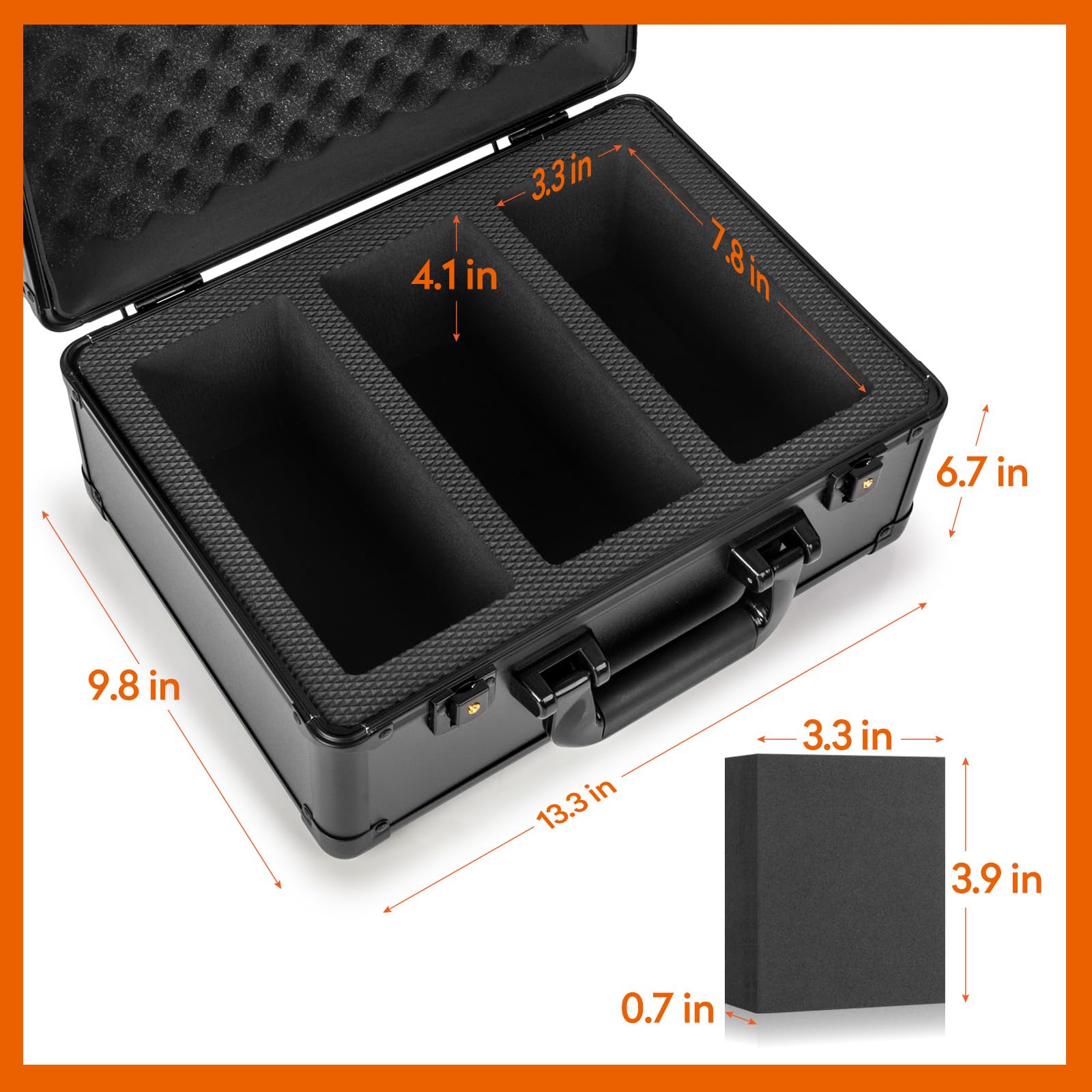 Karten Aufbewahrungsbox für Abgestufte Karten, PAS Card Holder Case, Top Loader Box mit Herausnehmbaren Schaumstoffschlitzen für Sportkarten, One Touch, Spielkarten (3 Reihen)