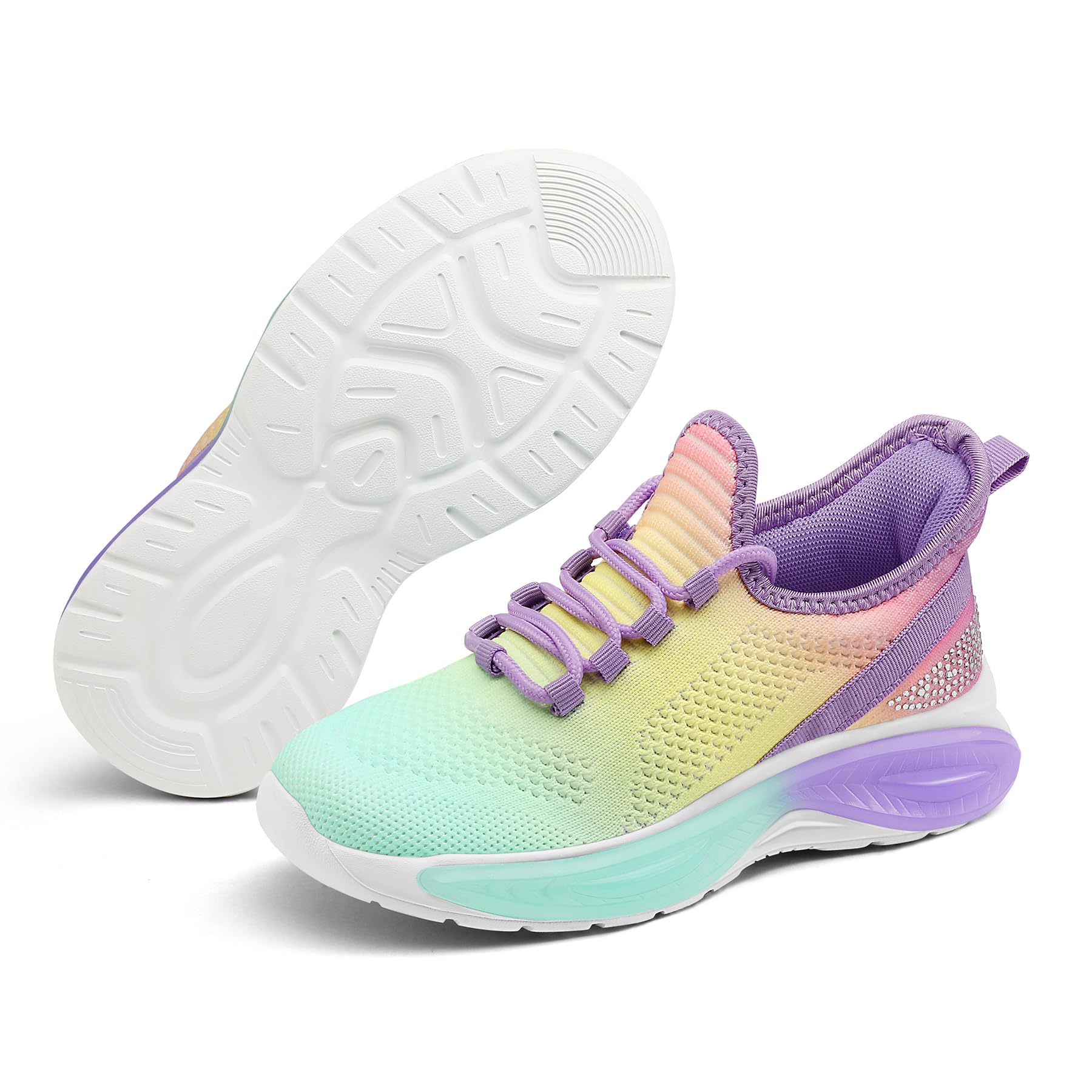 RUNSIDE Scarpe da ginnastica leggere per ragazze, con lacci, da tennis, scarpe da corsa, traspiranti, per bambini piccoli e grandi