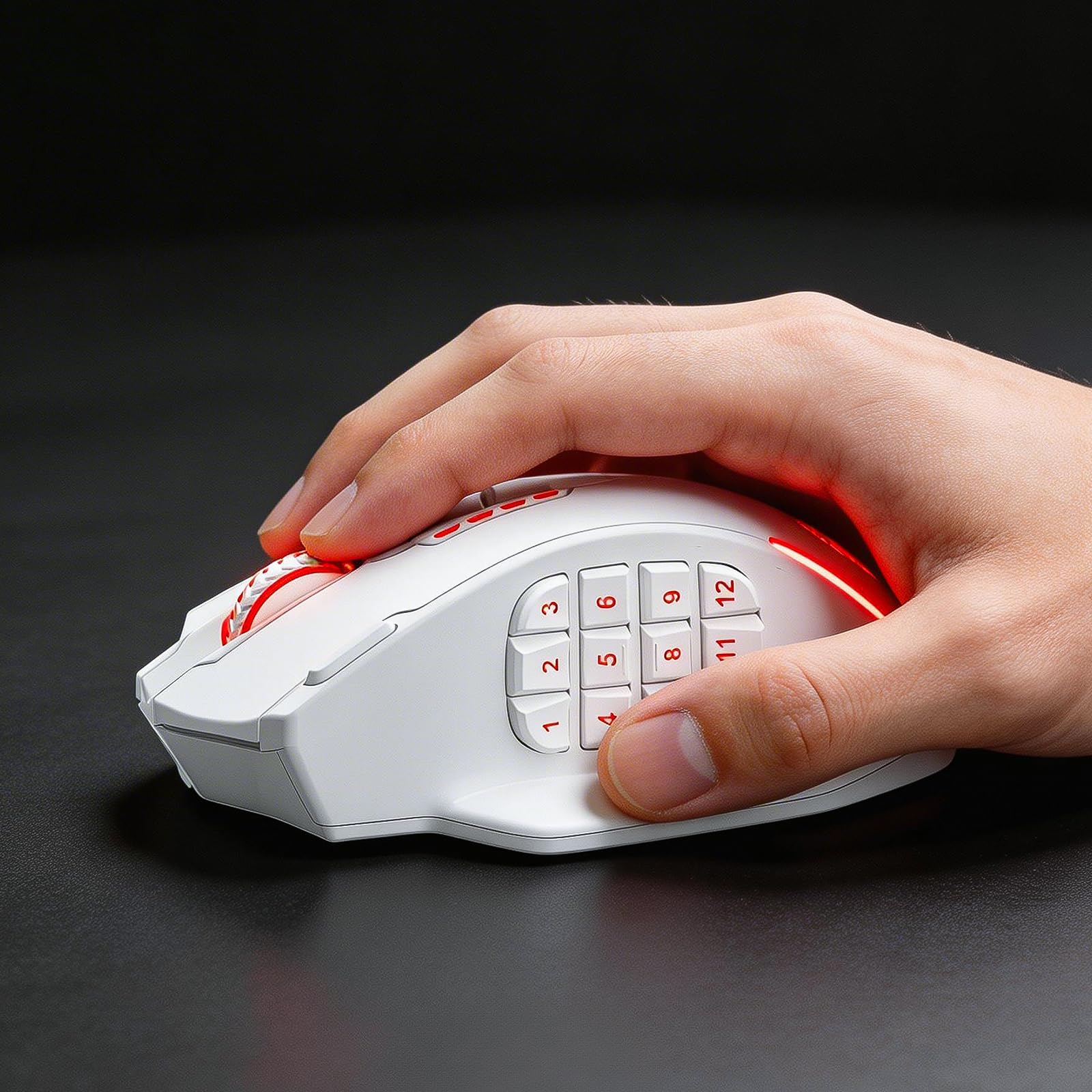Redragon M913 MAX Ratón MMO Gaming Inalámbrico 26000 dpi 16 Botones Blanco | BT y 2.4G Conexión Software DIY Enlaces Teclas Sensor Preciso Diseño Especial para MMO