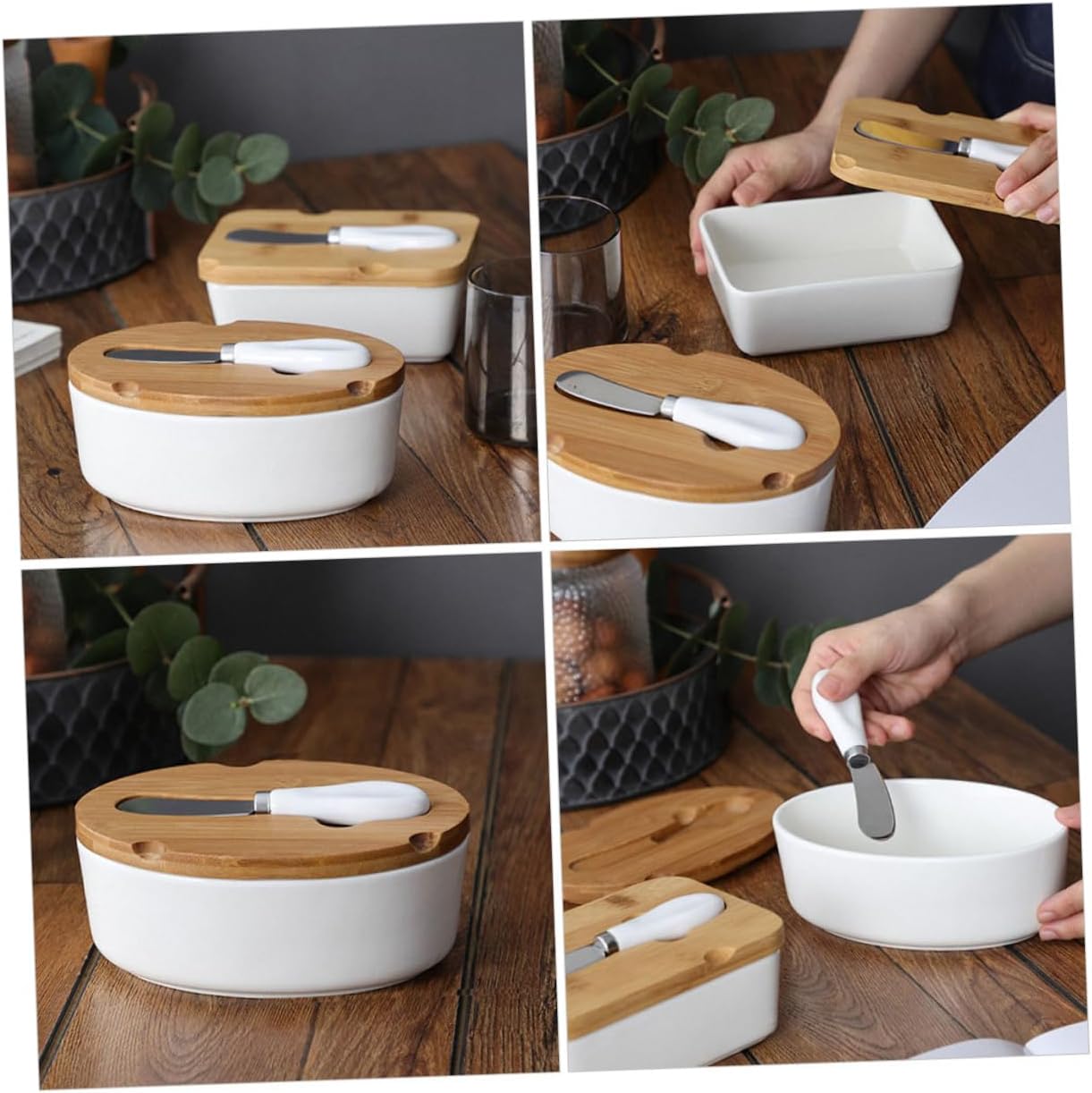 Ceramic Butter Dish with Lid and Cover Set Butter Slicer and Cheese Container for Kitchen Tableware Nordic Style for Home Dining