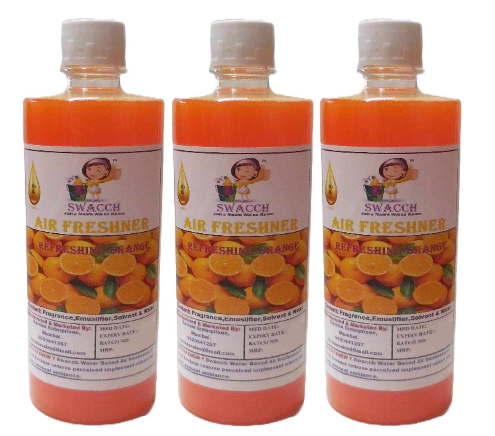 swacch Air Freshner For Home, Hotels I Work Space & Office I Long Lasting I Ready to use I Water Based I Orange 500ml Pack of 3-image-26