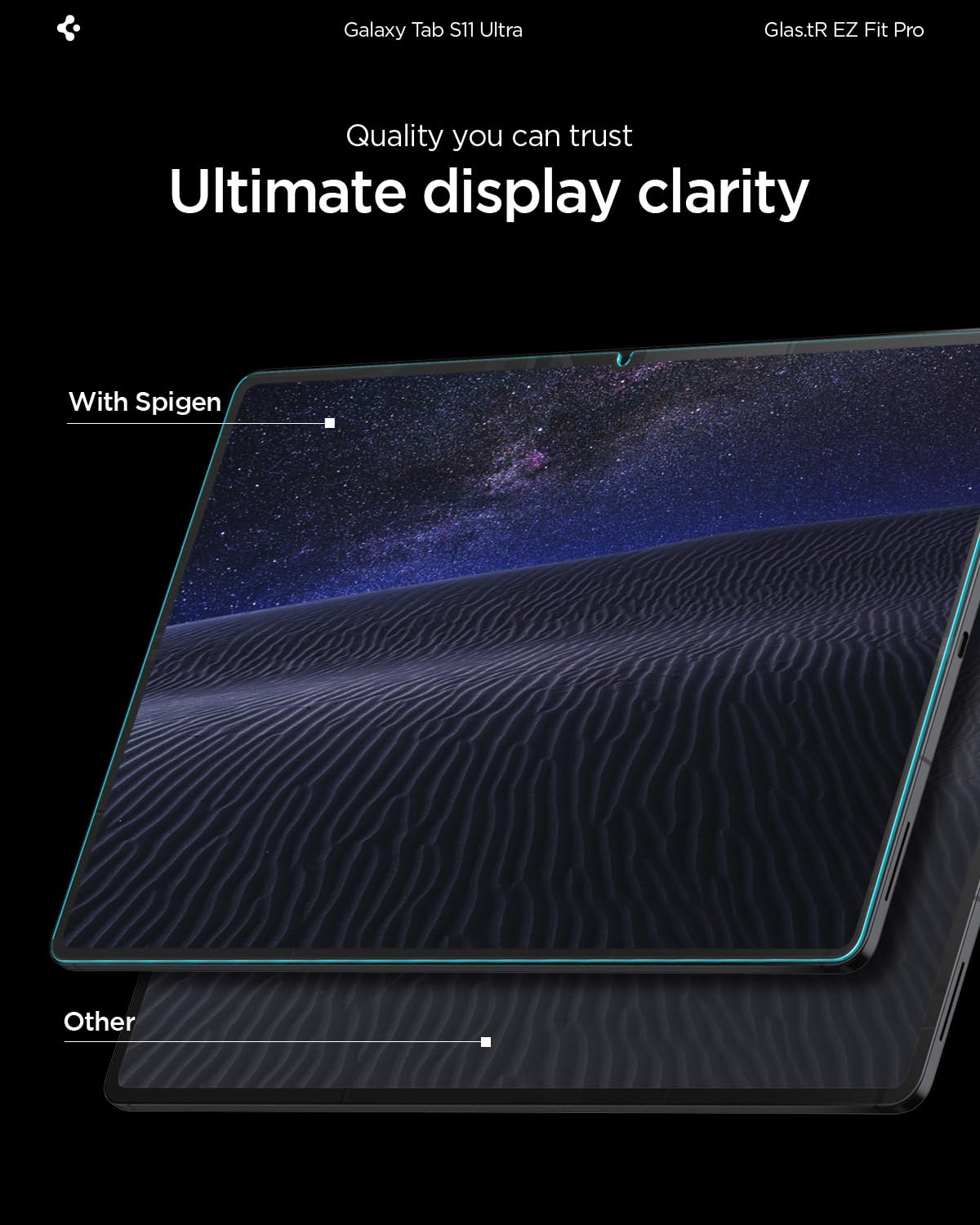 Spigen Glas.tR EZ Fit Pro Protector Pantalla para Samsung Galaxy Tab S11 Ultra, 1 Unidad, Instalación Fácil, Alta Definicion, Dureza 9H