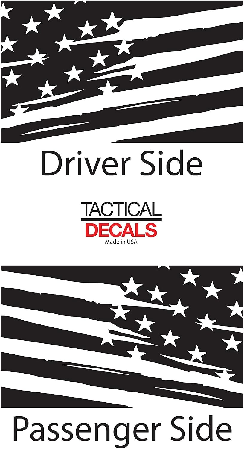 Distressed USA Flag Decals For 2007-2024 Jeep Wrangler JKU 4 Door only - Hardtop Windows - Custom Design XR1-JK4.A