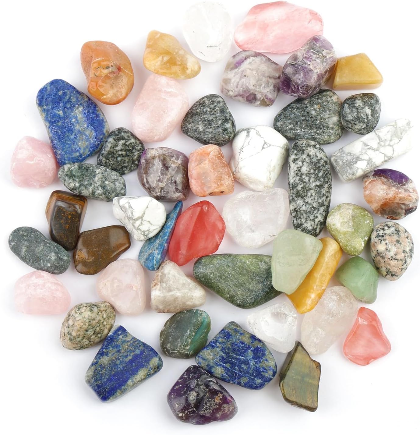 Colourful Gemstones Large 2-3 cm Gemstones for Children Mix Tumbled Stones Lucky Stones Crystals Stones Water Stones Healing Stones Decorative Stones in Colourful Fabric Bag for Vases