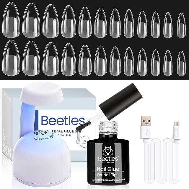 Beetles Gel Polish US Beetles Gel Nail Kit Etch-X, Almond Medium, 500pcs 12 Sizes