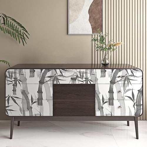 Miniatura 4 de ReWallpaper Papel tapiz de bosque de bambú gris, papel tapiz autoadhesivo de 17.5 pulgadas x 23 pies, papel adhesivo neutro para armarios, cajones,