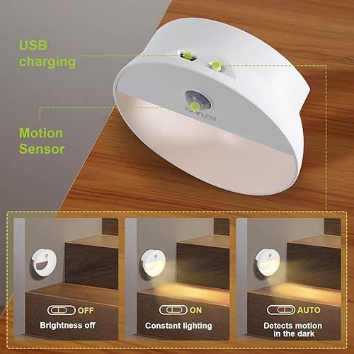 Vista 10 de Luz nocturna recargable con sensor de movimiento, luces nocturnas con batería, luz LED blanca fría, luz magnética con sensor de movimiento