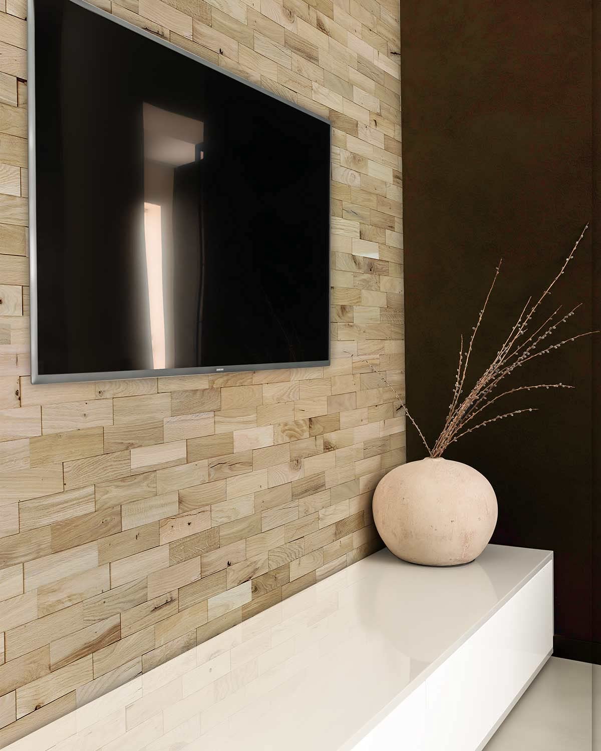 wodewa Revêtement Mural Bois 3D Chêne Rustique 1m² Parement Bois Lambris Panneaux Muraux Decoration Murale Interieur Nature